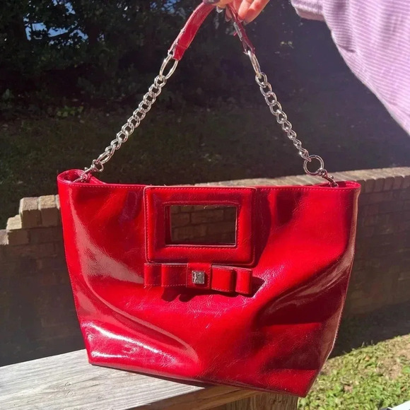 Liz Claiborne Handbags - Liz Claiborne red patent leather shoulder bag classic Christmas holiday purse